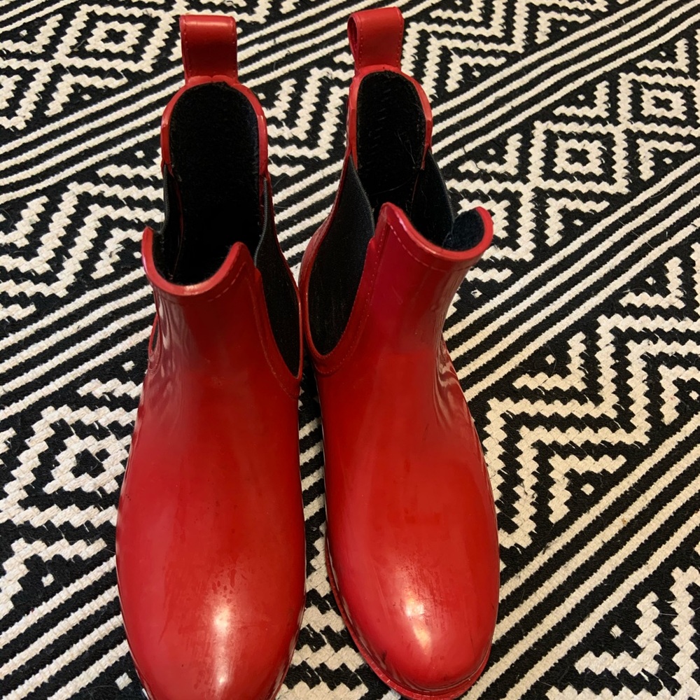Red rain boots